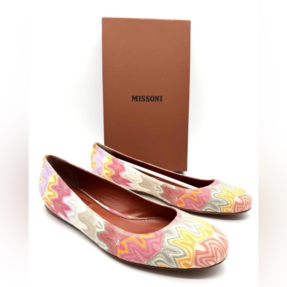 Missoni Zigzag Chevron Knit Ballet Flats Multicolor EU 39.5 NIB Italy